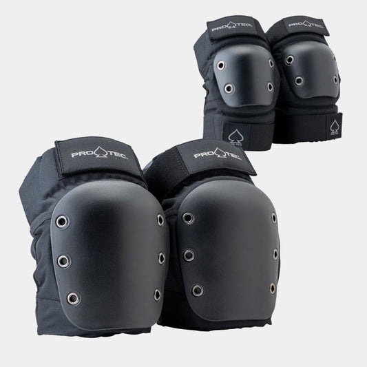 Street Open Back Knee/Elbow Pad Set - Black
