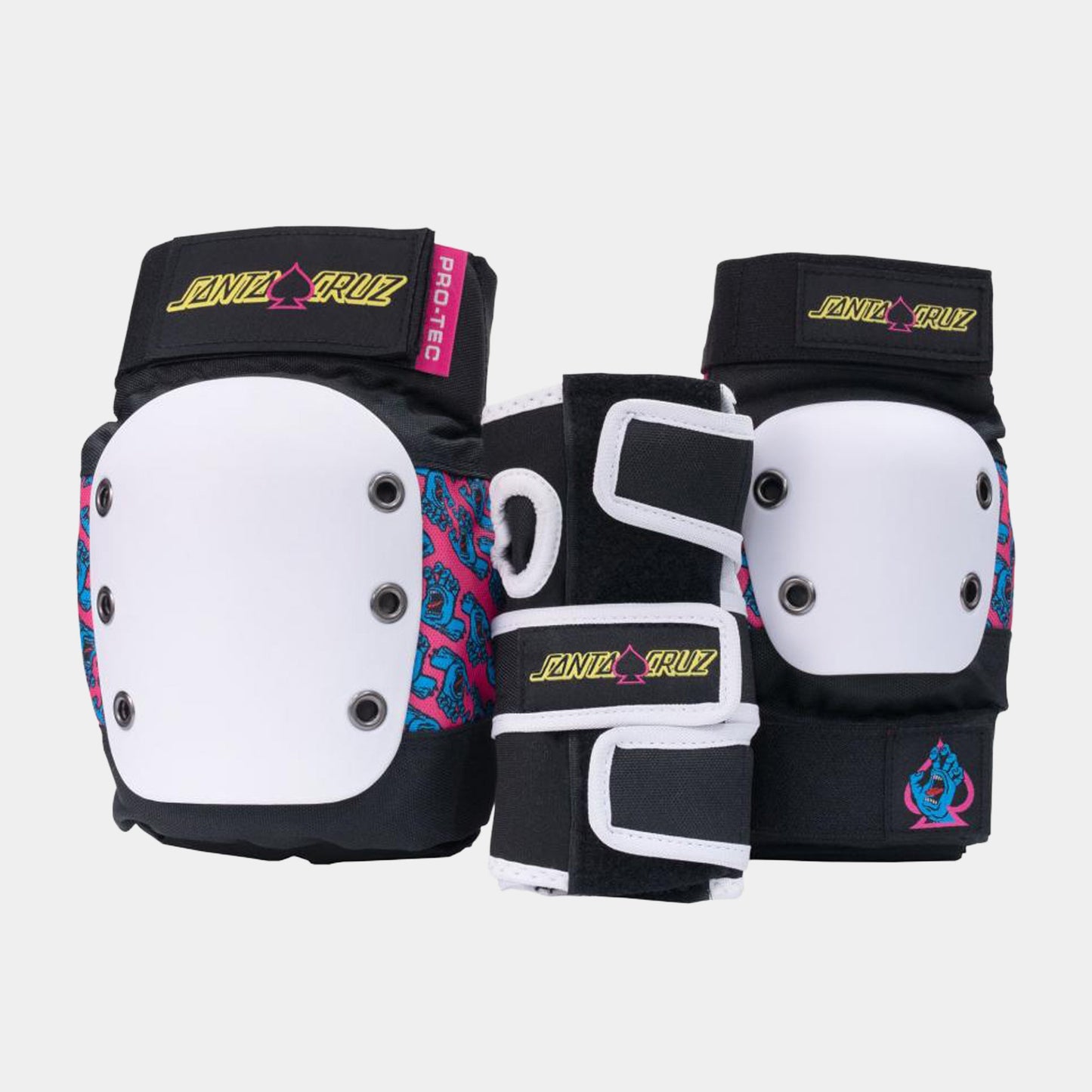 Street Gear Junior 3 Pack Pads Set X Santa Cruz - Black/White/Pink