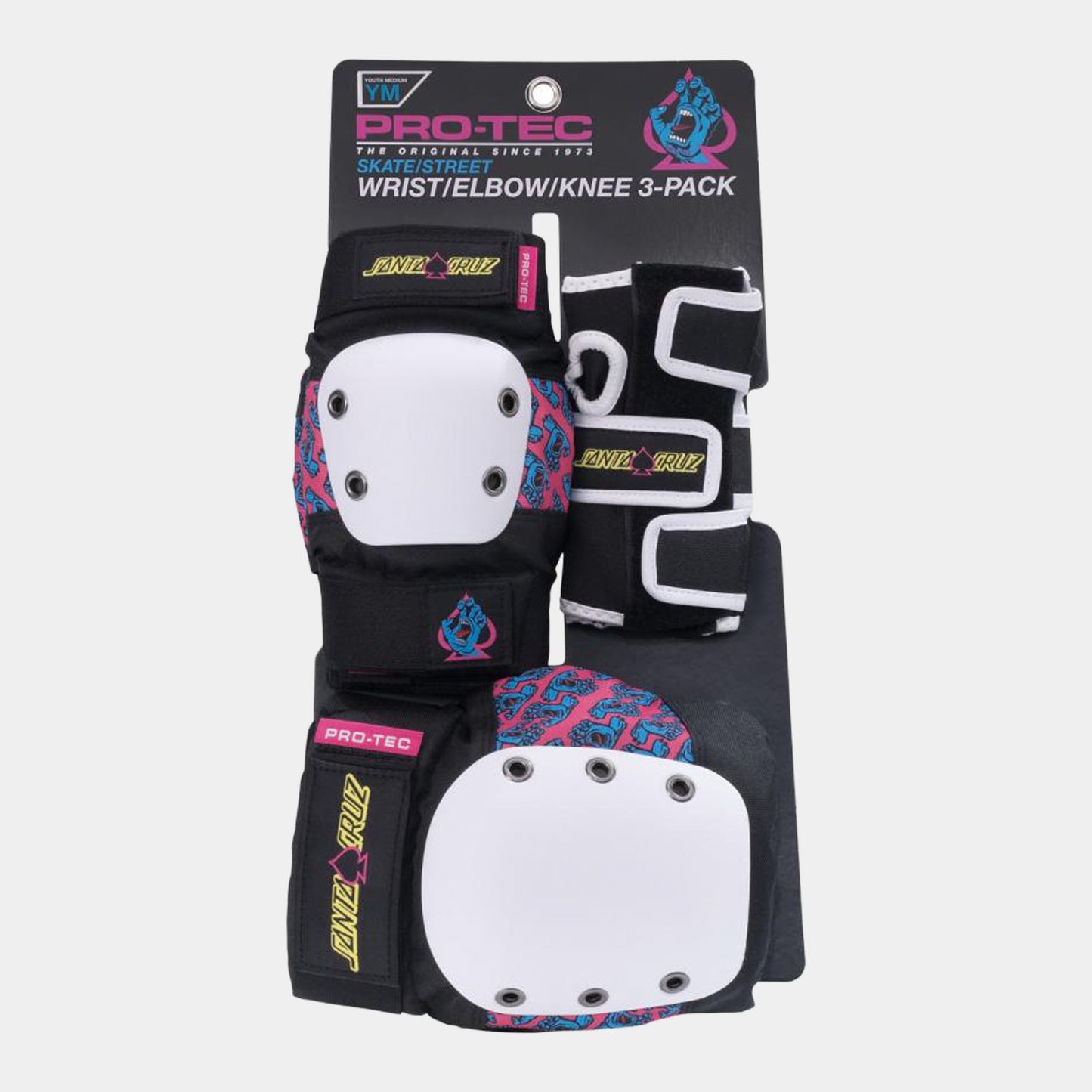 Street Gear Junior 3 Pack Pads Set X Santa Cruz - Black/White/Pink